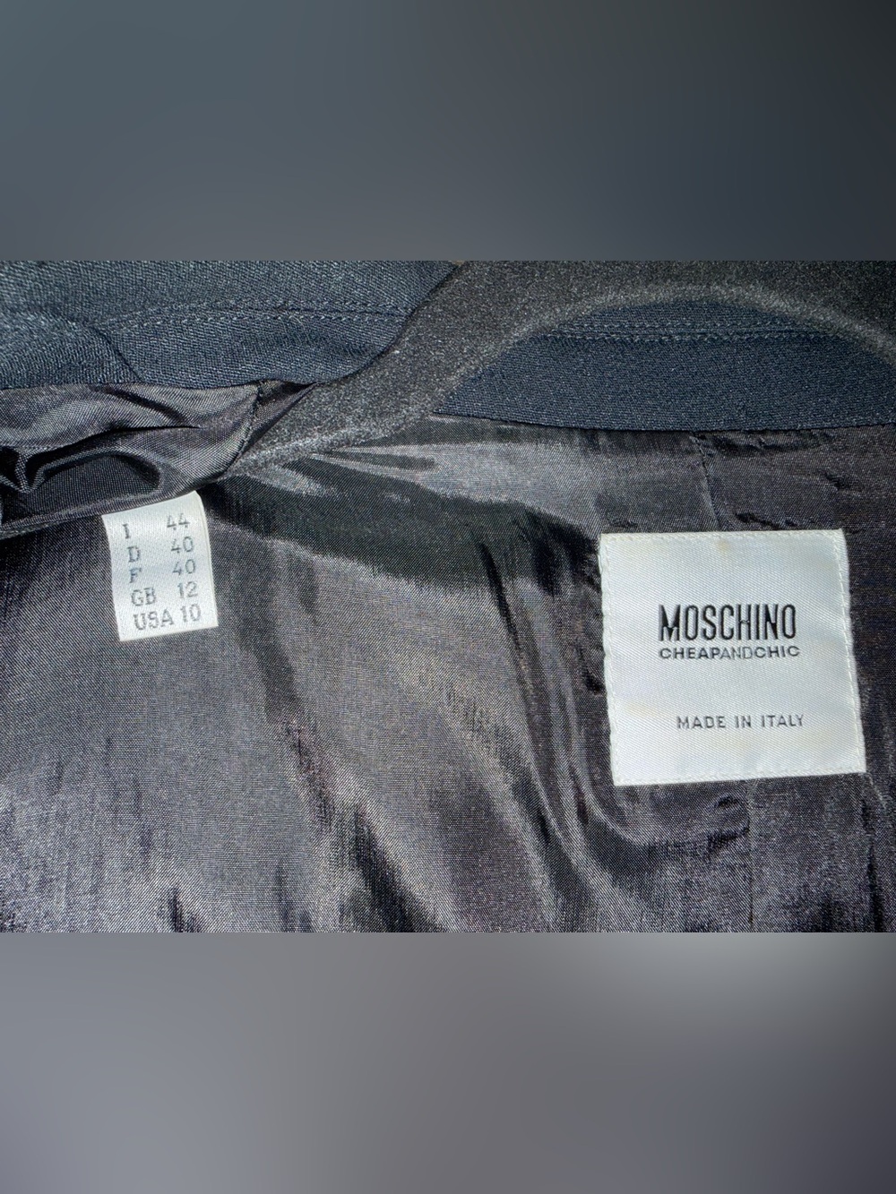 Moschino Vintage 1995 Black Blazer with Camo Sequin Patches Made in Italy - Picture 12 of 15